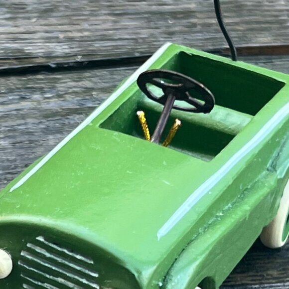 Vintage Lot Christmas Ornaments Kiddie Car Metal Wagon Wood Toy Dollhouse Cars - Picture 4 of 15